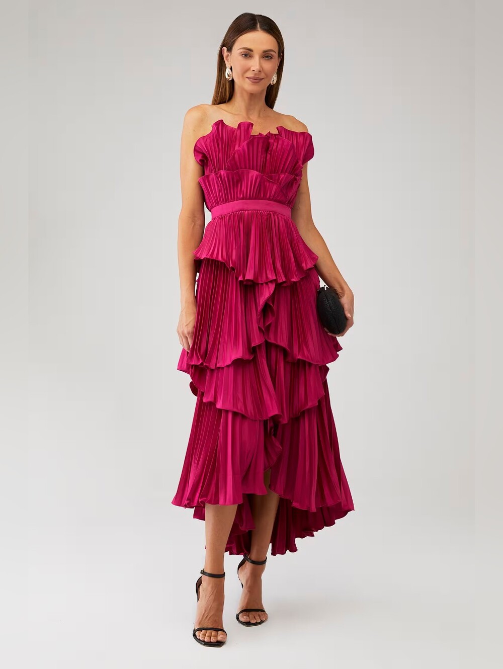 NEW WITHOUT TAGS AMUR Judah Scallop Pleated Midi Dress